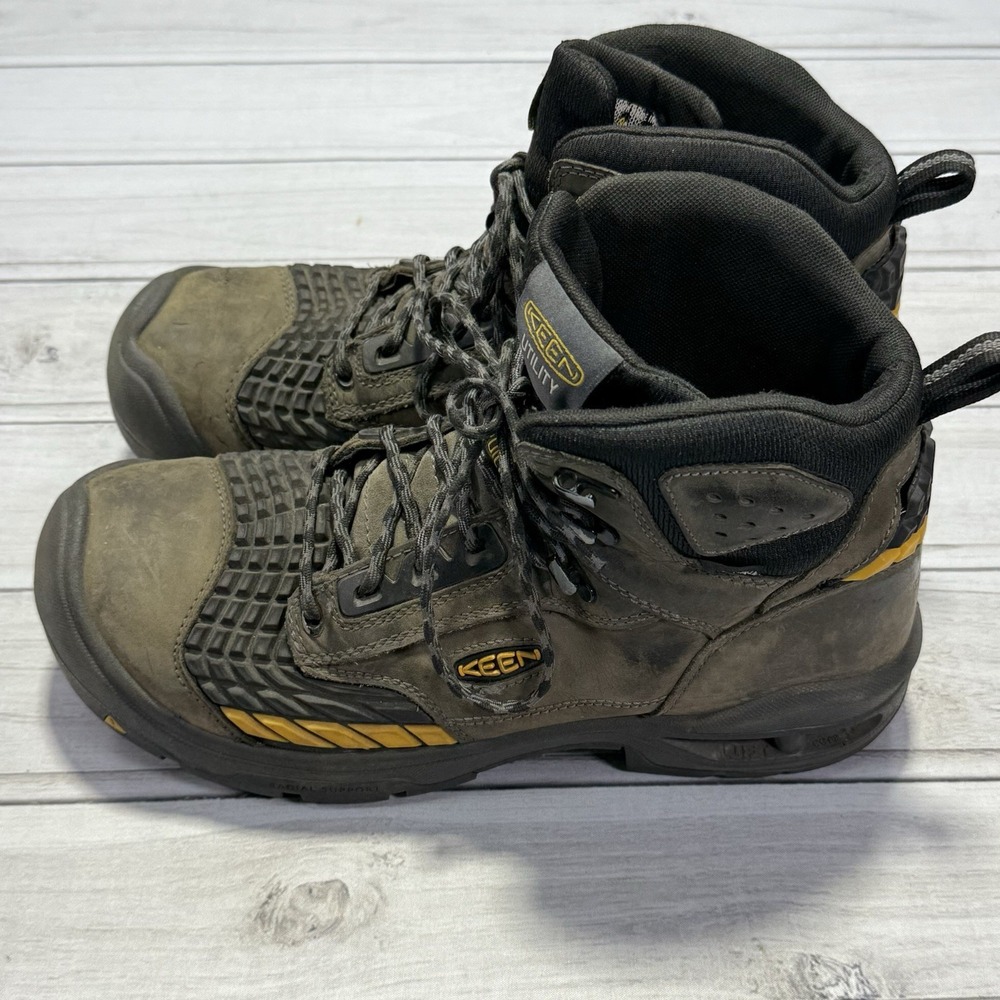 KEEN Troy Work Boots Men 11.5 Gray Waterproof Composite Toe Heavy Duty Utility
